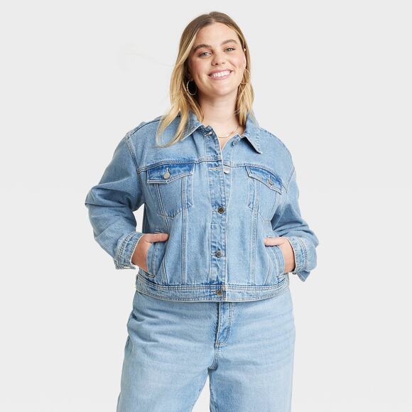 Universal Thread Women's Cropped Denim Jacket Medium Wash Size XXL - Picture 1 of 9